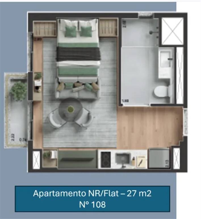 Apartamento com 1 quarto e 27 m² em Vila Guilhermina, Praia Grande
