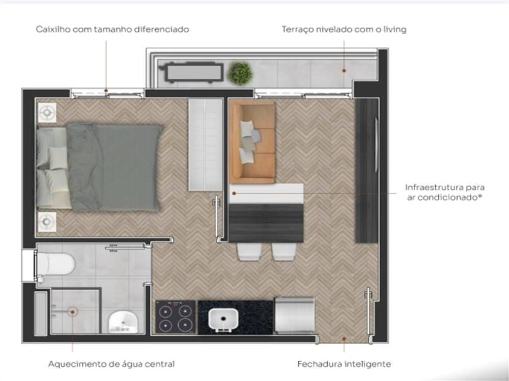 Apartamento com 1 quarto e 28 m² em Vila Guilhermina, Praia Grande