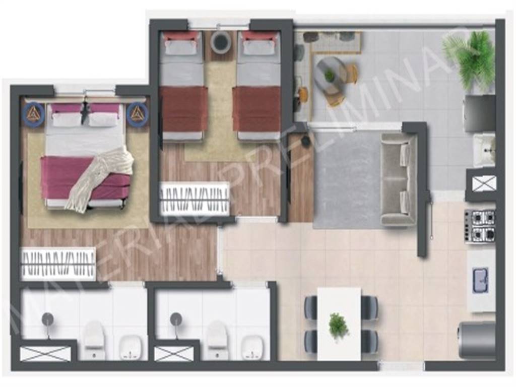 Apartamento com 2 quartos e 49 m² em Vila Guilhermina, Praia Grande