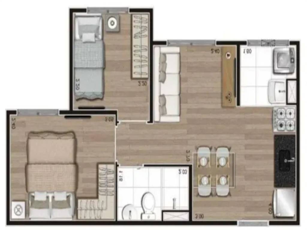 Apartamento com 2 quartos e 35 m² em Vila Guilhermina, Praia Grande