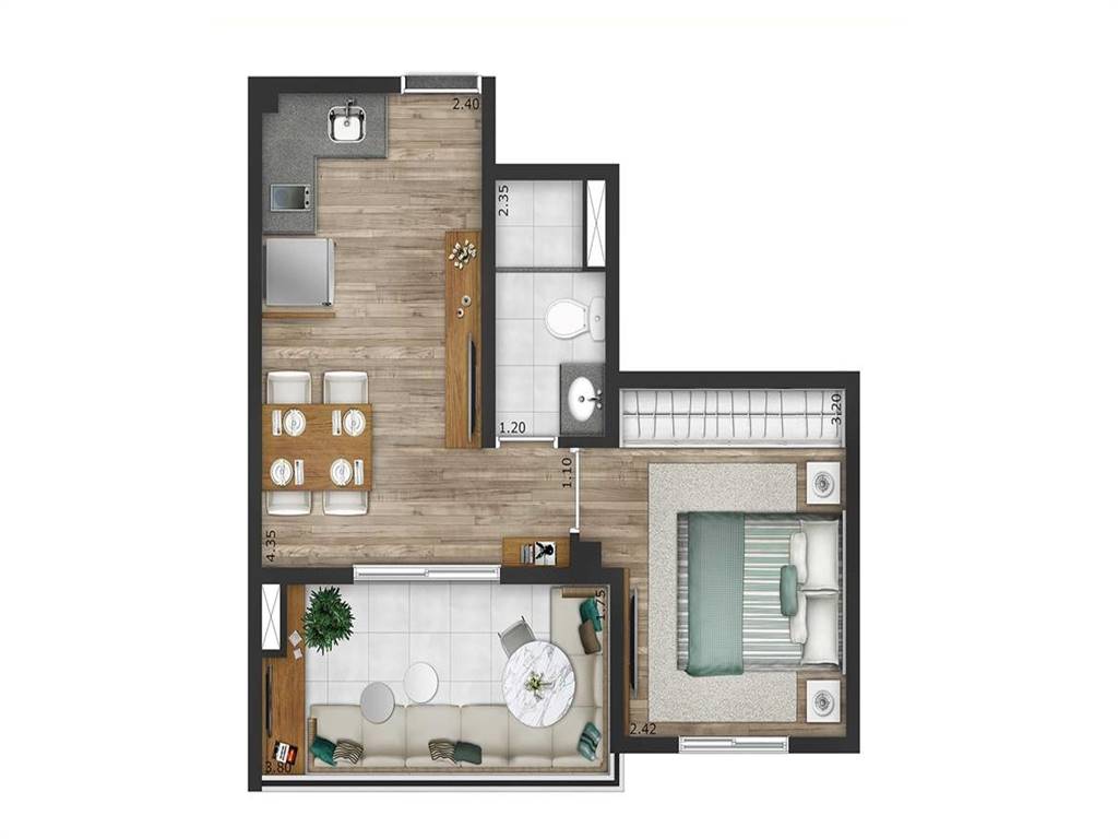 Apartamento com 1 quarto e 33 m² em Vila Guilhermina, Praia Grande