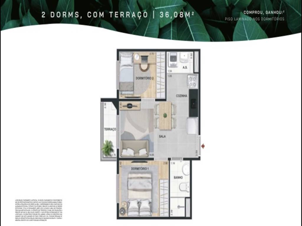 Apartamento com 2 quartos e 42 m² em Vila Guilhermina, Praia Grande