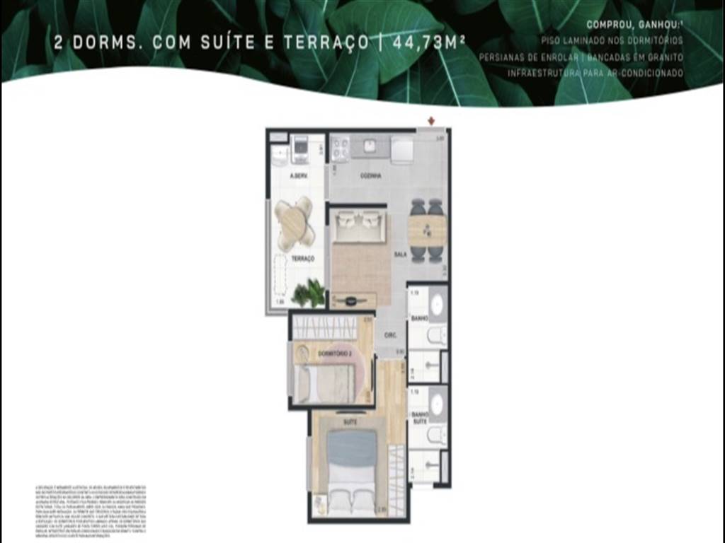 Apartamento com 2 quartos e 42 m² em Vila Guilhermina, Praia Grande