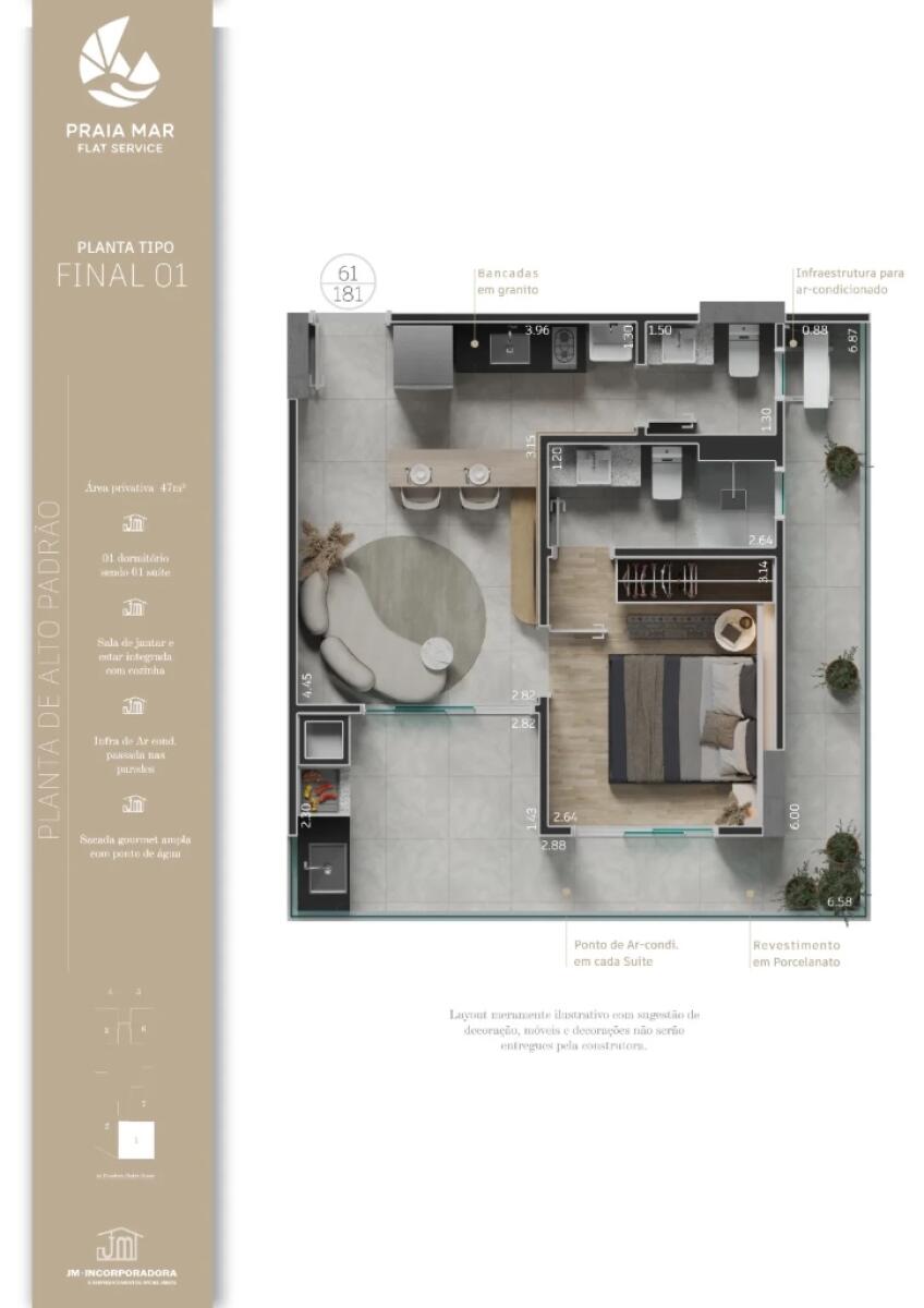 Apartamento com 1 quarto e 39 m² em Vila Caiçara, Praia Grande