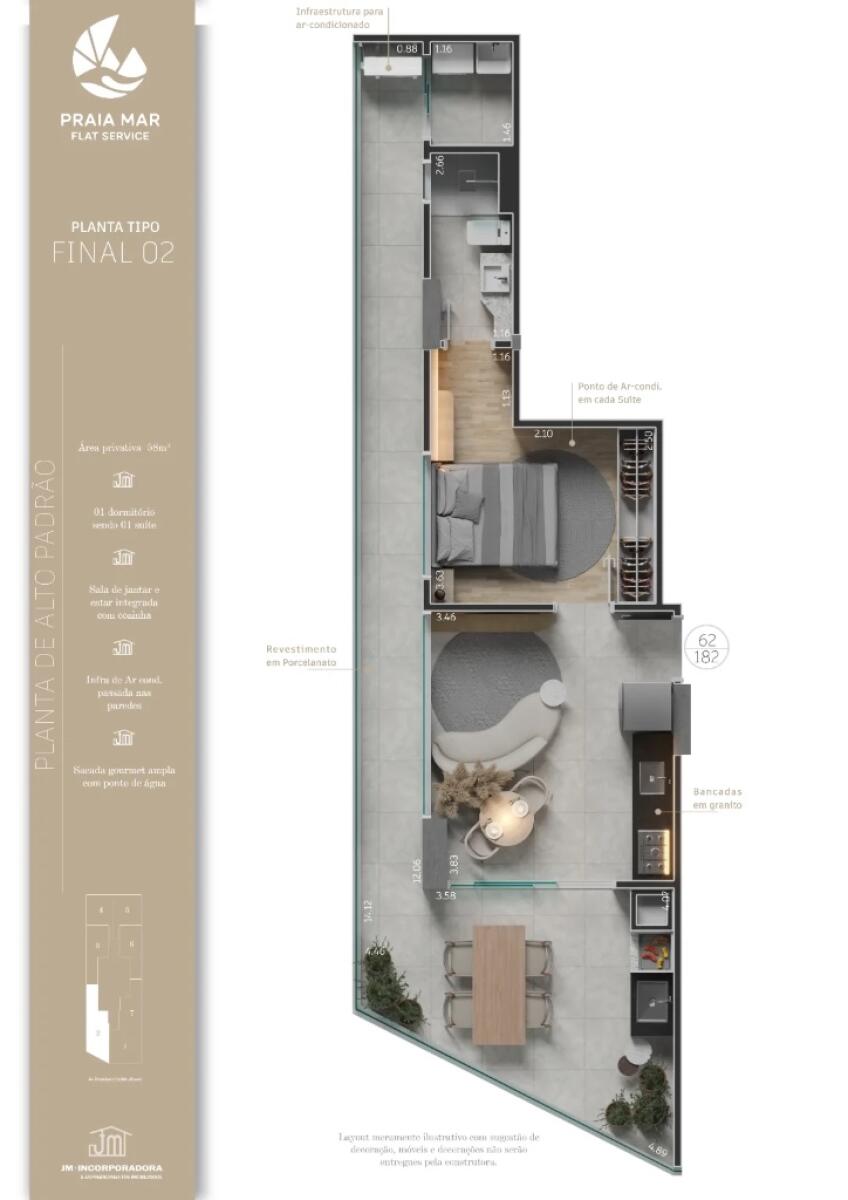 Apartamento com 1 quarto e 39 m² em Vila Caiçara, Praia Grande