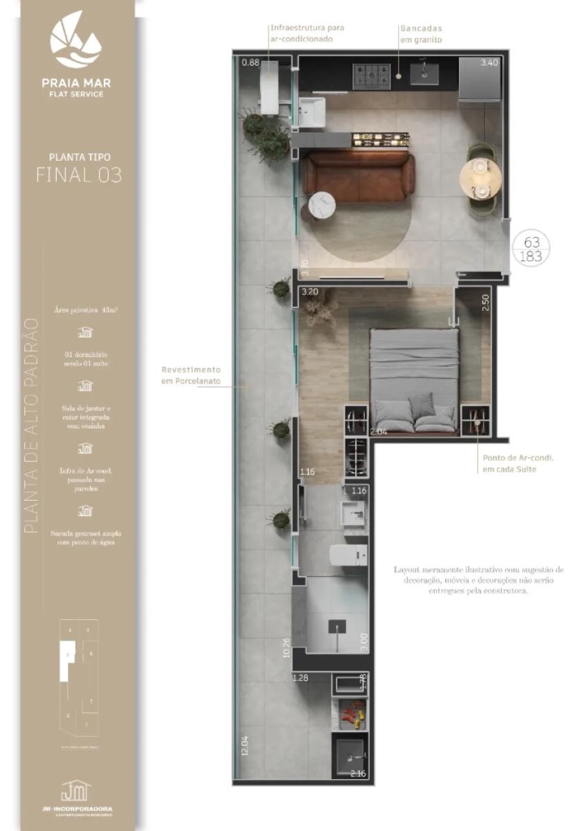 Apartamento com 1 quarto e 39 m² em Vila Caiçara, Praia Grande