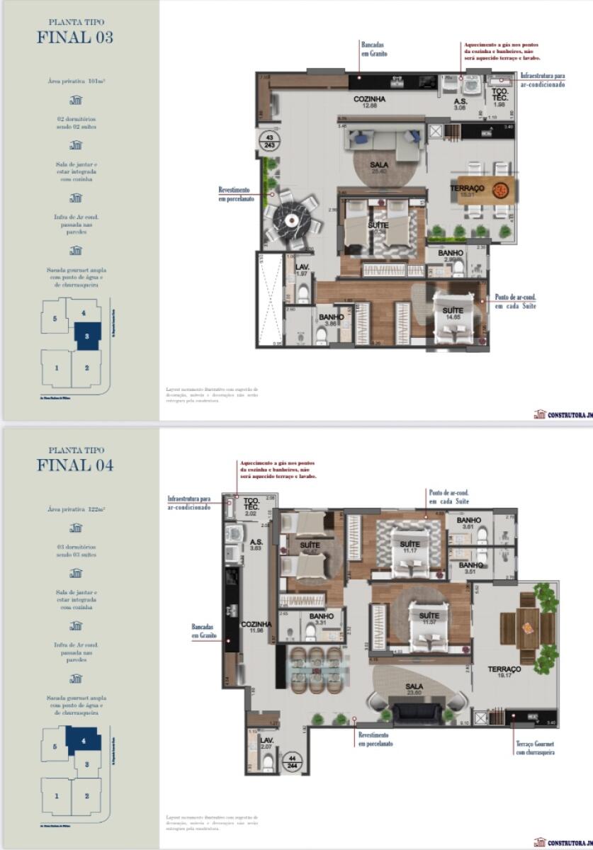 Apartamento com 2 quartos e 101 m² em Vila Caiçara, Praia Grande
